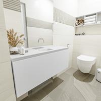 MONDIAZ OLAN Toiletmeubel 120x30x40cm met 0 kraangaten 1 lades talc mat Wastafel Lex midden Solid Surface Wit FK75342429