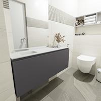 MONDIAZ OLAN Toiletmeubel 120x30x40cm met 0 kraangaten 1 lades dark grey mat Wastafel Lex links Solid Surface Wit FK75342489