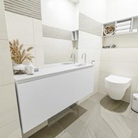 MONDIAZ OLAN Toiletmeubel 120x30x40cm met 1 kraangaten 1 lades talc mat Wastafel Lex rechts Solid Surface Wit FK75342432