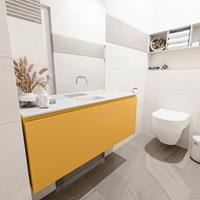 MONDIAZ OLAN Toiletmeubel 120x30x40cm met 0 kraangaten 1 lades ocher mat Wastafel Lex midden Solid Surface Wit FK75342574