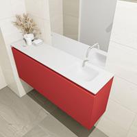 MONDIAZ OLAN Toiletmeubel 120x30x40cm met 0 kraangaten 1 lades fire mat Wastafel Lex rechts Solid Surface Wit FK75342607