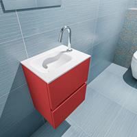 MONDIAZ ADA Toiletmeubel 40x30x50cm met 1 kraangaten 2 lades fire mat Wastafel Lex links Solid Surface Wit FK75341884