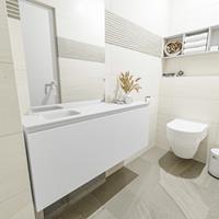 MONDIAZ OLAN Toiletmeubel 120x30x40cm met 0 kraangaten 1 lades talc mat Wastafel Lex links Solid Surface Wit FK75342431