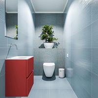 MONDIAZ ADA Toiletmeubel 40x30x50cm met 0 kraangaten 2 lades fire mat Wastafel Lex links Solid Surface Wit FK75341885