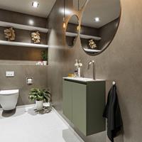 MONDIAZ TURE Toiletmeubel 60x23x50cm met 1 kraangaten 2 deuren army mat Wastafel Eden rechts Solid Surface Wit FK75341131