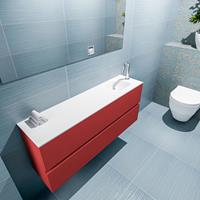 MONDIAZ ADA Toiletmeubel 120x30x50cm met 1 kraangaten 2 lades fire mat Wastafel Lex rechts Solid Surface Wit FK75341910