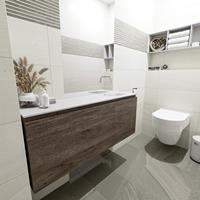 MONDIAZ OLAN Toiletmeubel 120x30x40cm met 0 kraangaten 1 lades dark brown mat Wastafel Lex rechts Solid Surface Wit FK75342723