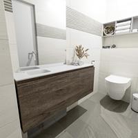 MONDIAZ OLAN Toiletmeubel 120x30x40cm met 0 kraangaten 1 lades dark brown mat Wastafel Lex links Solid Surface Wit FK75342721