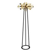 Lucande Glimmo LED vloerlamp, zwart, messing
