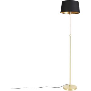 QAZQA Vloerlamp goud|messing met zwarte kap 35 cm verstelbaar - Parte