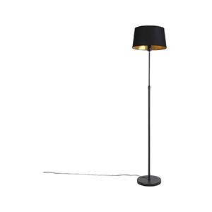 Qazqa Vloerlamp Zwart Met Zwarte Kap 35 Cm Verstelbaar - Parte
