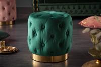 Invicta Interior Hocker Chesterfield Modern Barock Groen Goud Fluweel 37cm - 40730