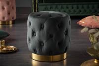 Hocker Chesterfield Modern Barock Zwart Goud Fluweel 37cm - 40732