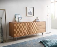 DELIFE Sideboard Fevo 175 cm Akazie Natur 2 Türen 3 Schubfächer L-Fuß