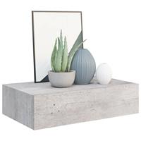 vidaXL viaXL Wandschappen 2 st met lade 40x23,5x10 cm MDF betongrijs
