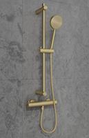 Saniclear Brass doucheset met thermostatische kraan, handdouche en glijstang geborsteld messing / mat goud