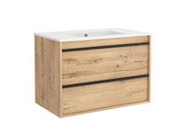 Muebles Resh badkamermeubel eiken 80cm met witte wastafel zonder kraangat