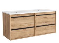Muebles Resh badkamermeubel eiken 120cm met witte wastafel zonder kraangaten