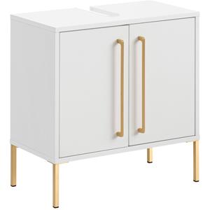 LOMADOX Waschtischunterschrank SARAY-80 in Kreideweiß mit Griffen in goldfarben, B/H/T: ca. 57,1/61,2/30,1 cm