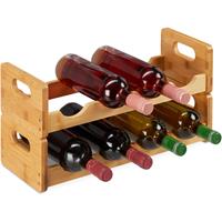 RELAXDAYS Weinregal, platzsparende Weinablage für 8 Flaschen, quer, Flaschenregal aus Bambus, HBT 24 x 47 x 18 cm, natur
