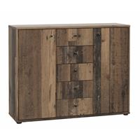FORTE MÖBEL Kommode Sideboard Highboard für Schuhe Stauraum Ordner Büro ca. 109 x 85 x 35 cm Old Wood Nb. Dekor-'SW16271'