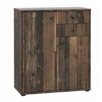 FORTE MÖBEL Kommode Sideboard Highboard für Schuhe Stauraum Ordner und Büro ca. 74 x 85 x 35 cm Old Wood Altholz-'SW16275'