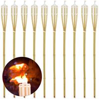 RELAXDAYS Gartenfackel 10er Set, Feuerfackel aus Bambus, HxD: 90 x 6 cm, nachfüllbare Ölfackel, mit Ersatzdocht, natur
