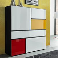 LOMADOX Highboard ALABAMA-01 mit Glasront multicolor, B x H x T ca. 120 x 135 x 40 cm