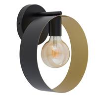 Euluna Wandlamp Hula in ringdesign, zwart/goud
