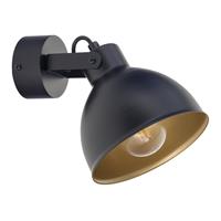 Euluna Wandlamp Trial, kap zwenkbaar, zwart/goud