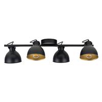 Euluna Plafondlamp Trial, 4-lamps, zwart/goud