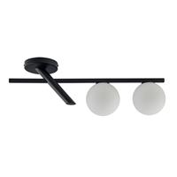 Euluna Plafondlamp Baleo, zwart/opaal, 2-lamps