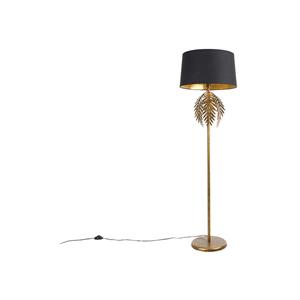 QAZQA Vintage Stehlampe Gold mit Baumwollschirm schwarz - Botanica