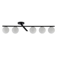 Euluna Plafondlamp Baleo, zwart/opaal, 5-lamps