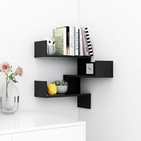 vidaXL Hoekwandschap 40x40x50 cm spaanplaat hoogglans zwart