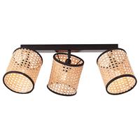 BRILLIANT WILEY Deckenstrahler 52,5 cm Metall / Rattan Holz hell / schwarz 3-Flammig