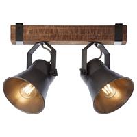 BRILLIANT DECCA Deckenstrahler 40 cm Metall / Holz Schwarz stahl 2-Flammig
