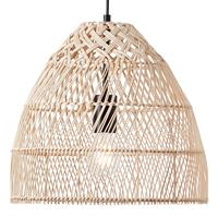 Brilliant Leuchten Pendelleuchte Minster, ohne Leuchtmittel, 120 cm Höhe, Ø 34,5 cm, E27, kürzbar, Rattan/Metall, natur/weiß