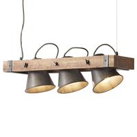 BRILLIANT DECCA Pendelleuchte 115 cm Metall / Holz Schwarz stahl 3-Flammig