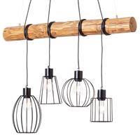 BRILLIANT KEYLA Pendelleuchte 140 cm Holz / Metall Schwarz / holzfarbend 4-Flammig
