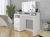 Mobistoxx Make-up tafel DIVANA 3 lades wit/hoogglans wit