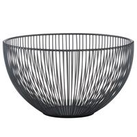 Zeller Fruitschaal/fruitmand - rond - zwart - metaal - dia 25 cm - Fruitschalen - Draadmand -