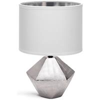 BES LED Led Tafellamp - Tafelverlichting - Aigi Uynimo Xl - E14 Fitting - Rond at Wit/zilver - Keramiek