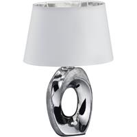 BES LED Led Tafellamp - Tafelverlichting - Trion Tibos - E14 Fitting - Rond at Zilver - Keramiek
