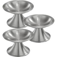 3x Ronde Metalen Stompkaarsenhouder Zilver Voor Kaarsen 7-8 Cm Doorsnede - Kaarsenplateaus