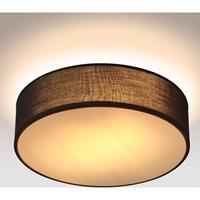 MONZANA Deckenlampe Stoff 38 cm Rund 2 flammig E27 Deckenleuchte Stoffdeckenleuchte Stoffdeckenlampe Schlafzimmer Wohnzimmer Grau Schwarz Taupe Weiß schwarz