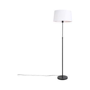 QAZQA Schwarze Stehlampe mit weißem Leinenschirm 45 cm verstellbar - Parte