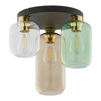 Euluna Plafondlamp Marco green 3-lamps helder/groen/bruin