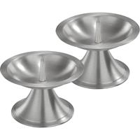 2x Ronde Metalen Stompkaarsenhouder Zilver Voor Kaarsen 7-8 Cm Doorsnede - Kaarsenplateaus