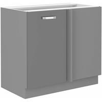 KÜCHEN PREISBOMBE Eckunterschrank 105 Bianca Grau Hochglanz Küchenzeile Küchenblock Küche Grey